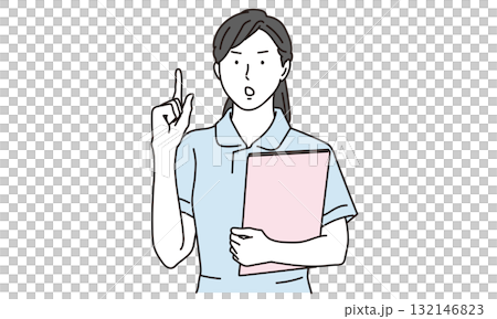 一名身穿白大褂的護士發出警告的插圖 132146823