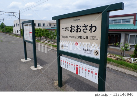 津軽大沢駅のホーム上の駅名標 津軽大沢駅のホーム上の駅名標 132146940