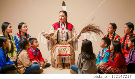 Indigenous Storytelling Circle With Women and Children Ai Generated Indigenous Storytelling Circle With Women and Children Ai Generated 132147217