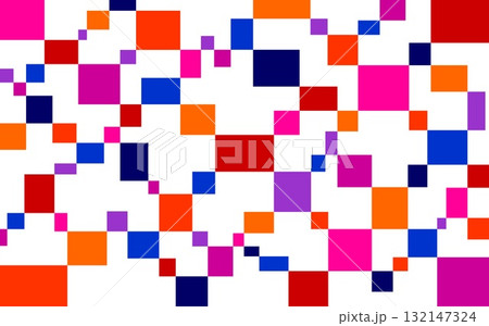 幾何学模様 四角形 ピンク オレンジ色 赤色 白背景 幾何学模様 四角形 ピンク オレンジ色 赤色 白背景 132147324