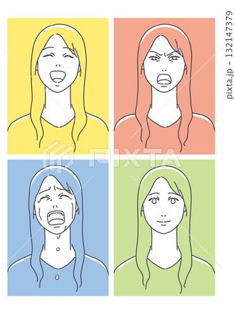 喜怒哀楽の表情 女性 喜怒哀楽の表情 女性 132147379