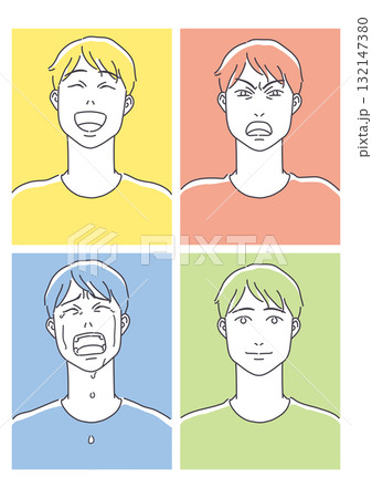 喜怒哀楽の表情 男性 喜怒哀楽の表情 男性 132147380