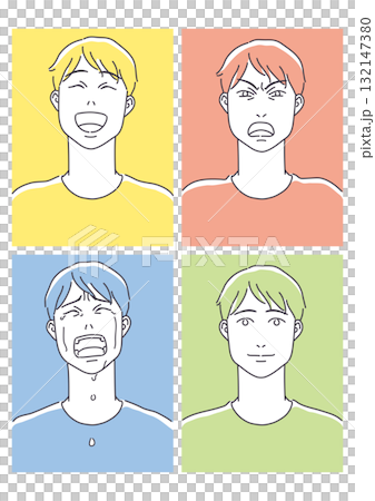 喜怒哀楽の表情 男性 喜怒哀楽の表情 男性 132147380