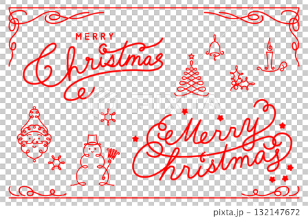 Christmas line drawing illustration set 132147672