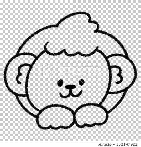 Cute and relaxed hand-drawn illustration of the zodiac monkey (monochrome) 132147922