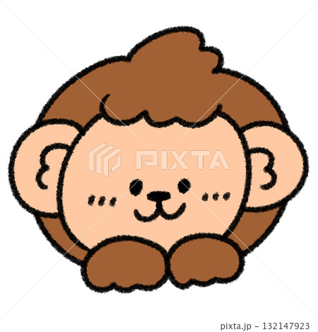 ゆるかわいい干支のさるの手描きイラスト 132147923