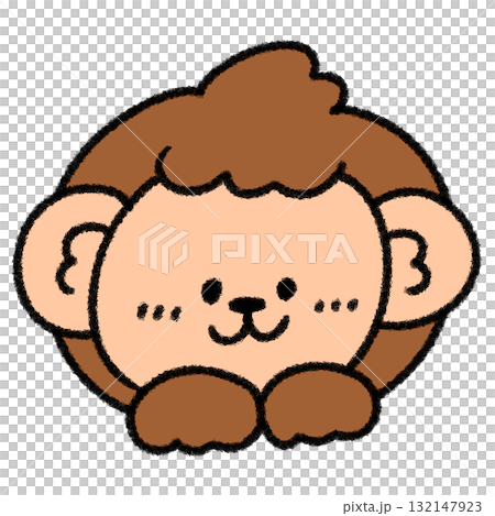 ゆるかわいい干支のさるの手描きイラスト 132147923