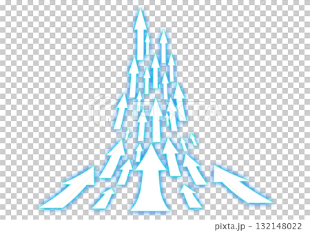 3d illustration of countless abstract blue light arrows moving upwards in a technology concept 132148022