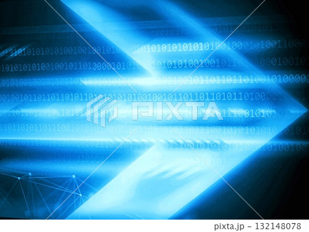 テクノロジー概念で上方向に移動する無数の抽象的な青い光の矢印の3dイラスト テクノロジー概念で上方向に移動する無数の抽象的な青い光の矢印の3dイラスト 132148078