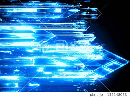 テクノロジー概念で上方向に移動する無数の抽象的な青い光の矢印の3dイラスト テクノロジー概念で上方向に移動する無数の抽象的な青い光の矢印の3dイラスト 132148088