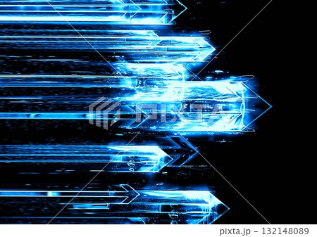テクノロジー概念で上方向に移動する無数の抽象的な青い光の矢印の3dイラスト 132148089