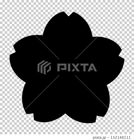 Illustration material of a cherry blossom flower frame, black silhouette, monochrome icon 132148111