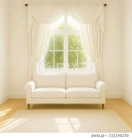 窓辺の白色のソファ 132148250