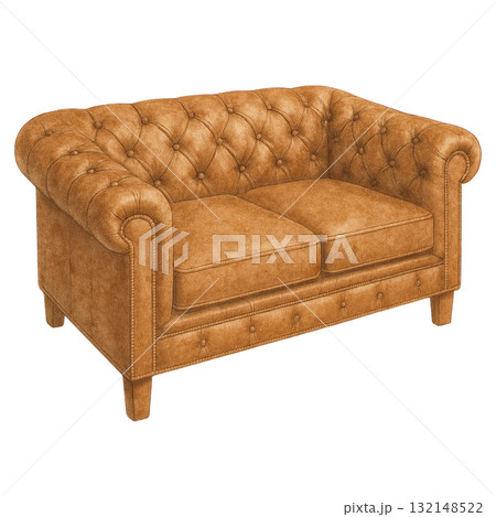 レザーソファのイラスト/ブラウン レザーソファのイラスト/ブラウン 132148522
