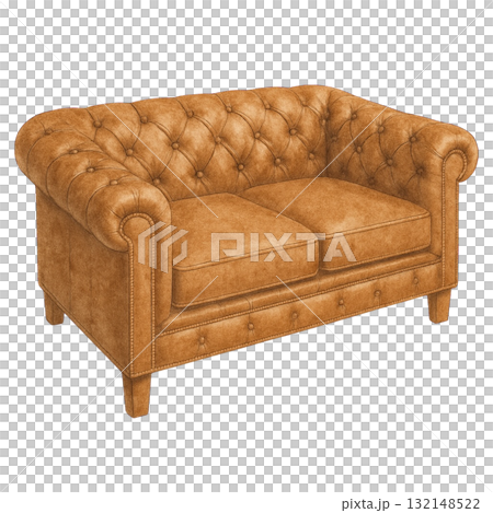 レザーソファのイラスト/ブラウン レザーソファのイラスト/ブラウン 132148522