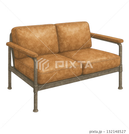 インダストリアル風のソファのイラスト インダストリアル風のソファのイラスト 132148527
