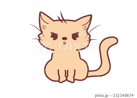 不機嫌な表情の茶色い猫 不機嫌な表情の茶色い猫 132148674