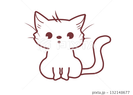 白くかわいい猫のイラスト 132148677