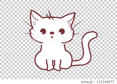 白くかわいい猫のイラスト 132148677