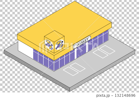 等距日本超市雙色建築圖示素材 等距日本超市雙色建築圖示素材 132148696