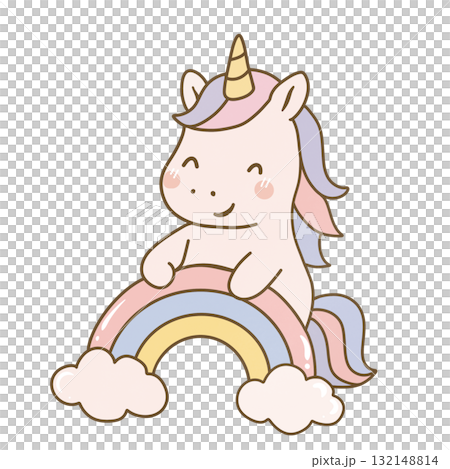 Cute unicorn with rainbow 132148814