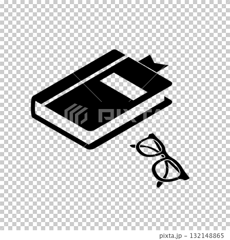 本とメガネのイラスト 132148865