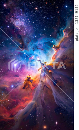 宇宙の神秘　彩りの星雲と星々の深宇宙背景 132149136