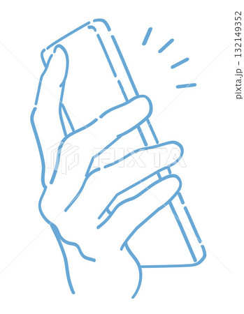 スマートフォンを持つ手。ベクターイラスト素材。 132149352