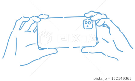 スマートフォンを持つ手。ベクターイラスト素材。 132149363