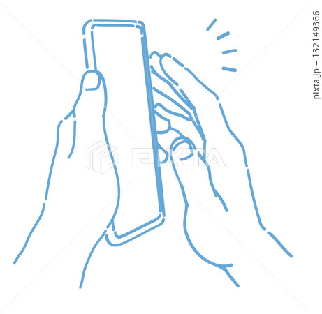 スマートフォンを持つ手。ベクターイラスト素材。 132149366
