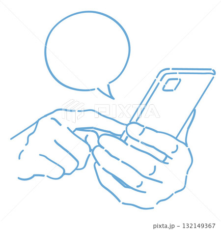 スマートフォンを持つ手。ベクターイラスト素材。 132149367