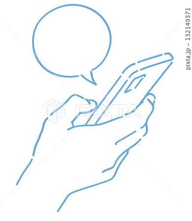スマートフォンを持つ手。ベクターイラスト素材。 132149371
