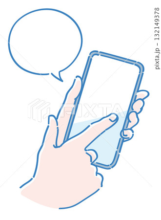 スマートフォンを持つ手。ベクターイラスト素材。 132149378