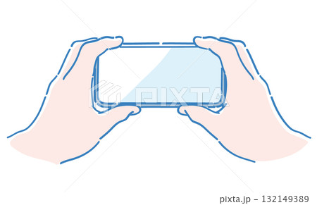 スマートフォンを持つ手。ベクターイラスト素材。 132149389