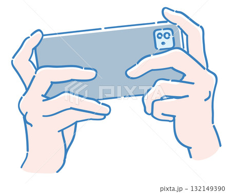 スマートフォンを持つ手。ベクターイラスト素材。 132149390