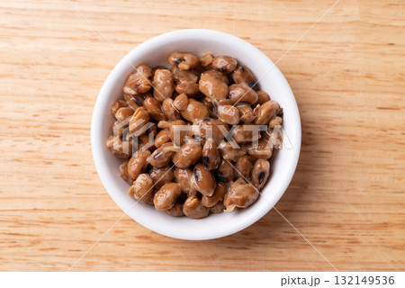 Natto (Fermented soybean), Traditional Japanese food, Healthy eating for gut health, Table top view 132149536