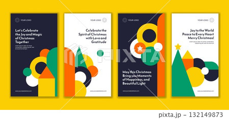 Flat Cartoon Hand Drawn Merry Christmas Celebration Social Media Stories Illustration 132149873