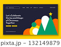 Merry Christmas Celebration Social Media Landing Page Flat Cartoon Illustration 132149879