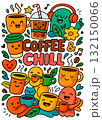 Coffee chill cartoon happy colorful cup drink music relaxing cute illustration fun 132150066