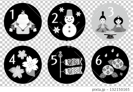 カレンダー年中行事のイラストアイコン 上半期 カレンダー年中行事のイラストアイコン 上半期 132150165