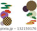 松と和柄模様の和風フレームイラスト 132150176