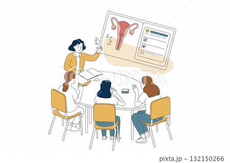 月経や生理の仕組みを学ぶ保健授業イラスト 月経や生理の仕組みを学ぶ保健授業イラスト 132150266