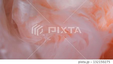 Ink blend. Glitter cloud. Defocused orange white color shiny acrylic splash bright texture spreading on abstract bokeh background. Ink blend. Glitter cloud. Defocused orange white color shiny acrylic splash bright texture spreading on abstract bokeh background. 132150275