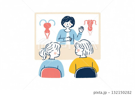 月経や生理の仕組みを学ぶ保健授業イラスト 132150282