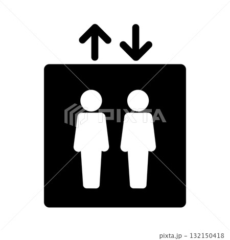 シンプルなエレベーターのピクト マーク, サイン,案内,ピクトグラム,アイコン,イラスト シンプルなエレベーターのピクト マーク, サイン,案内,ピクトグラム,アイコン,イラスト 132150418