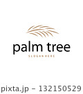 Palm leaf logo black silhouette of coconut leaf with simple modern and elegant line design illustration and symbol template design 132150529
