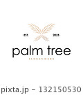 Palm leaf logo black silhouette of coconut leaf with simple modern and elegant line design illustration and symbol template design 132150530