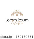 Palm leaf logo black silhouette of coconut leaf with simple modern and elegant line design illustration and symbol template design 132150531
