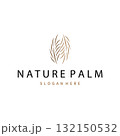 Palm leaf logo black silhouette of coconut leaf with simple modern and elegant line design illustration and symbol template design 132150532