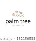 Palm leaf logo black silhouette of coconut leaf with simple modern and elegant line design illustration and symbol template design 132150533